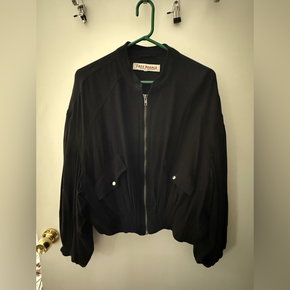 Free People Black Bomber Jacket